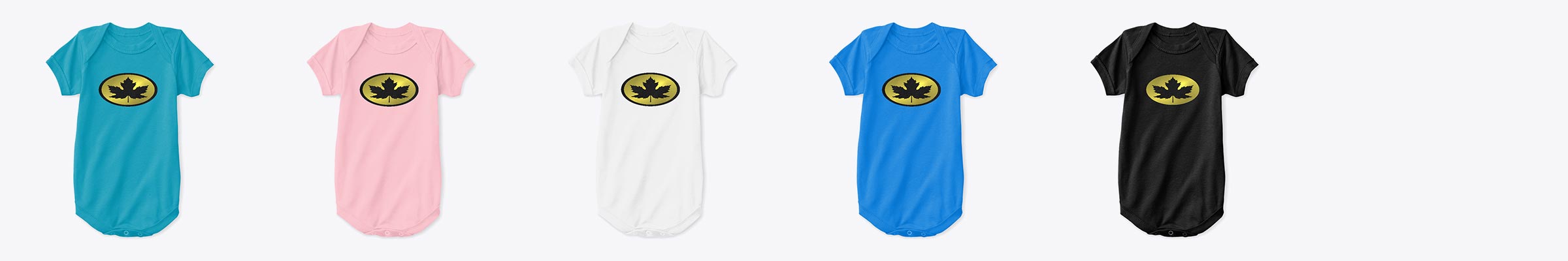 Unisex Baby Onesie Canada Theme - 'Leaf Man' Black and Gold Logo Canada Clothing Online: Unisex Baby Onesie Canada Theme - 'Leaf Man' Black and Gold Logo